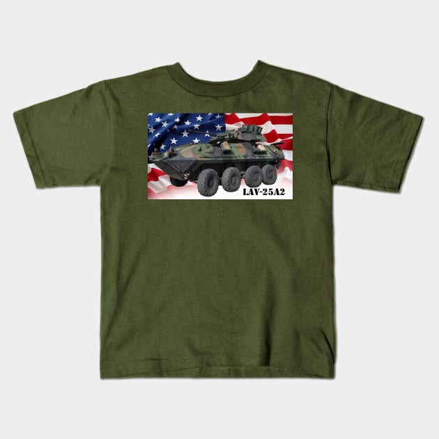 LAV-25A2 wheeled armored vehicle Kids T-Shirt by Toadman's Tank Pictures Shop